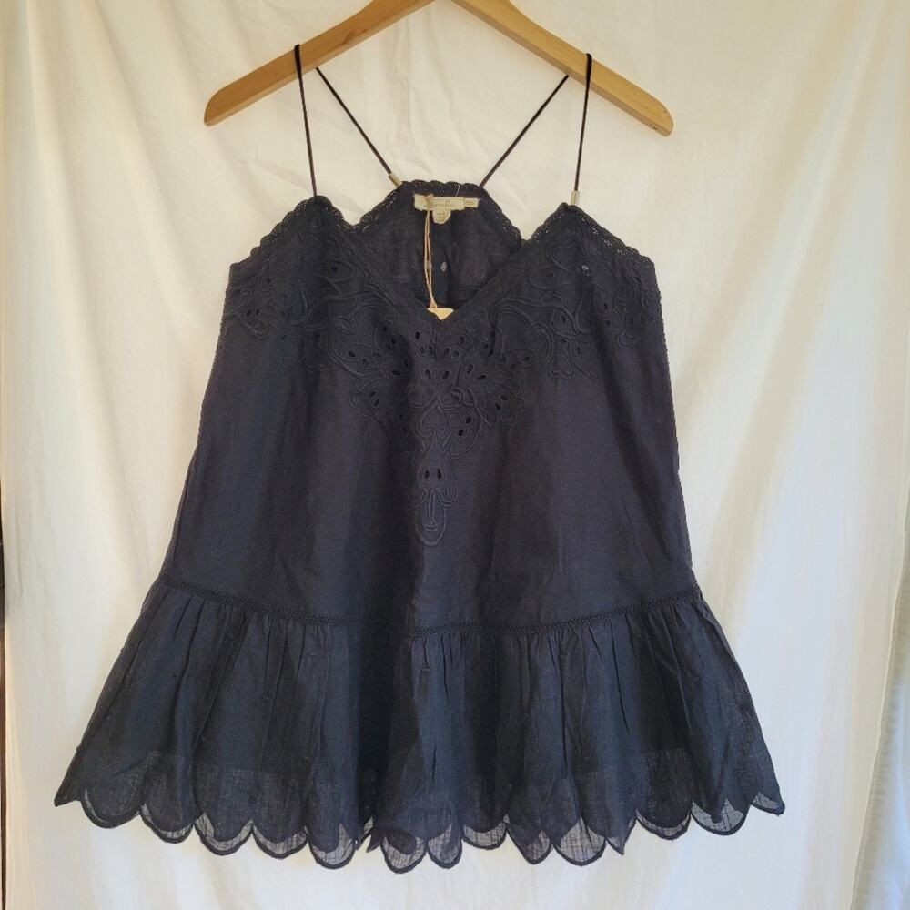 Anthropologie LetMeBe Eyelet Peplum Scalloped Tank - Sz 2 USA NWT
